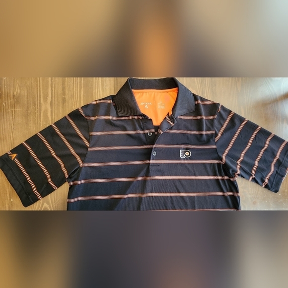ANTIGUA PHILADELPHIA FLYERS MENS SZ SMALL BLACK DELUXE SHORT SLEEVE POLO SHIRT - Picture 2 of 8